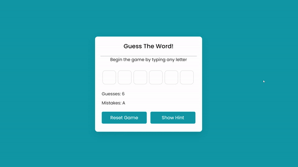 A gif displaying the Guess The Word web game.